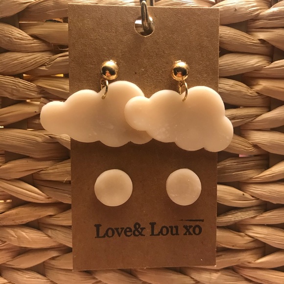 handmade cloud and stud earring duo - Picture 2 of 2